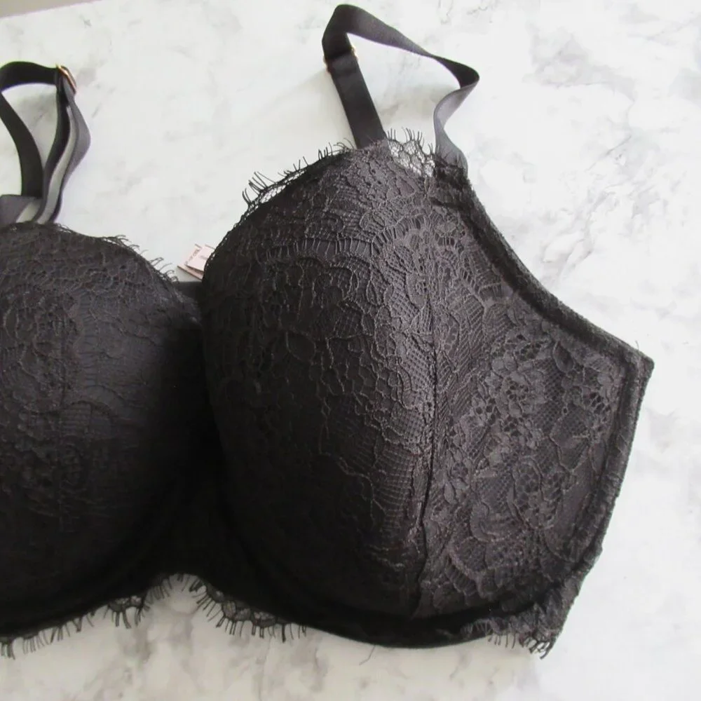 Victorias Secret Bra 36DDD Black Lace Dream Angels Lined Demi Underwire - Picture 3 of 7